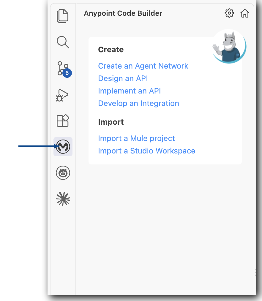 Anypoint Code Builder icon highlighted in the activity bar