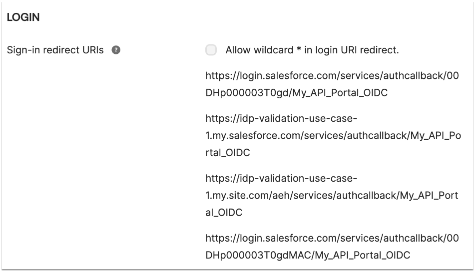 An example of Redirect URIs