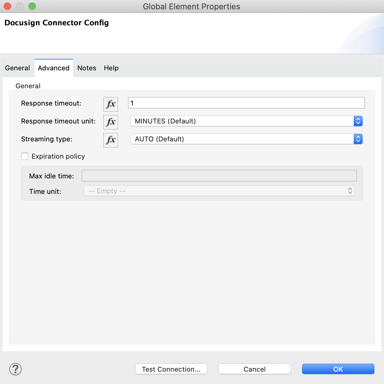 Advanced tab for Authorization Connection Provider Implicit Grant authentication