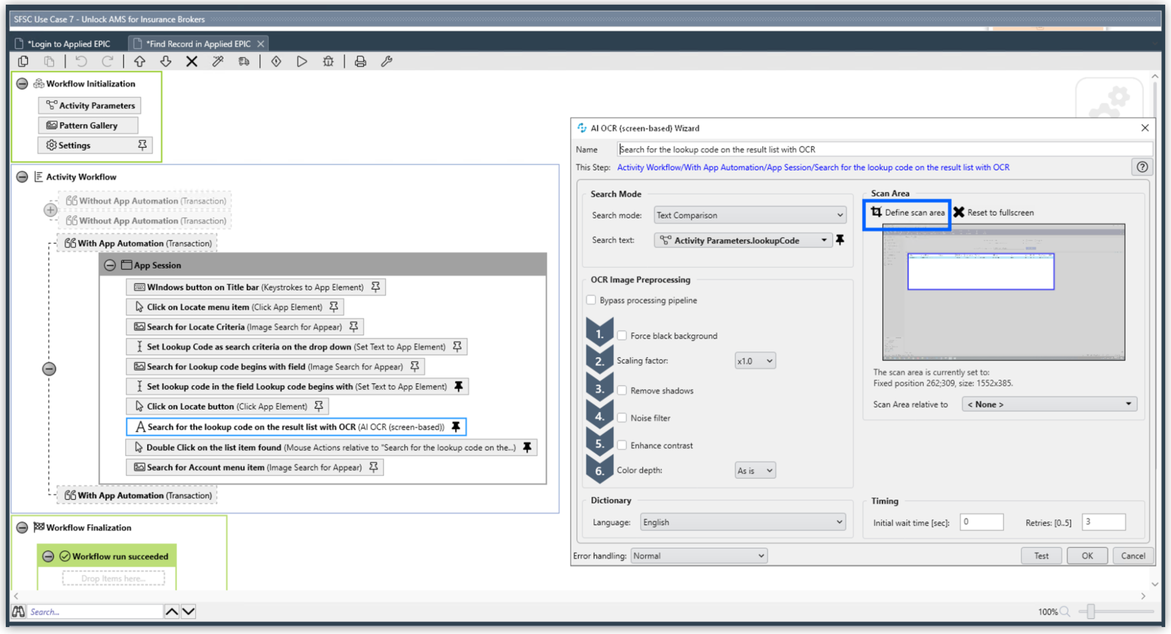 RPA Builder AI OCR wizard
