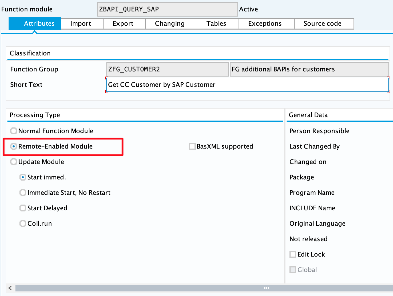 SAP Create Function Module for ZBAPI_ADDR_SAP