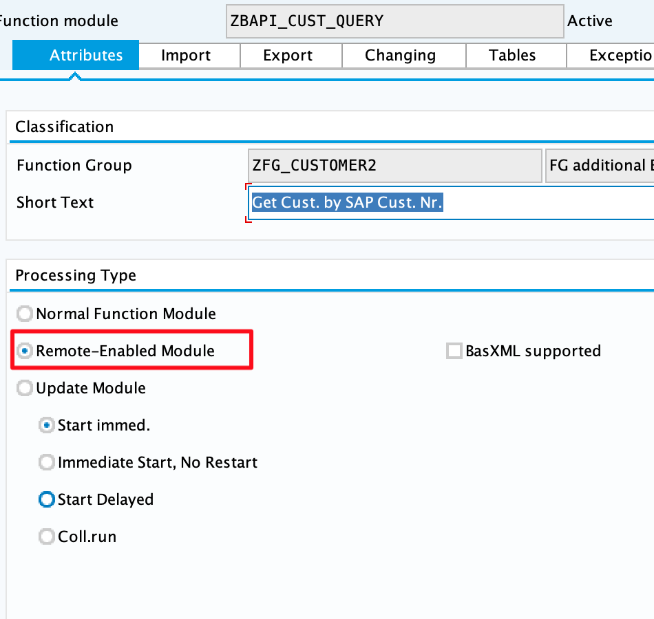 SAP Create Function Module for ZBAPI_CUST_QUERY