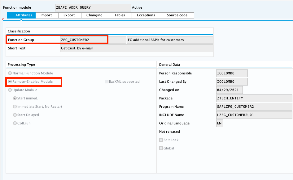 SAP Create Function Module for ZBAPI_ADDR_QUERY