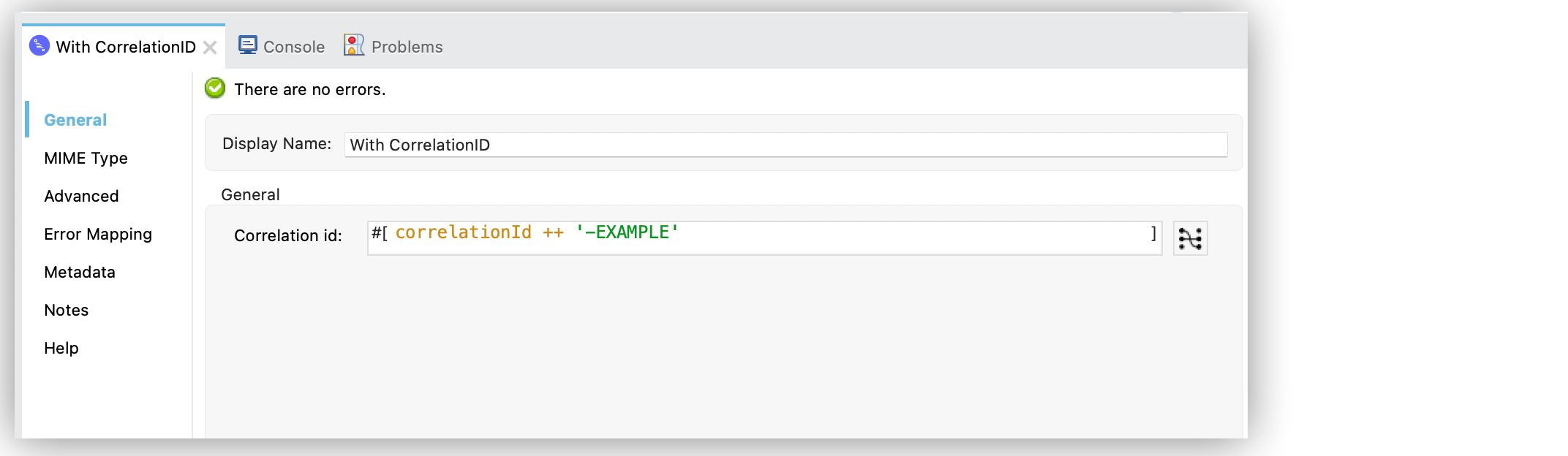 With CorrelationID scope configuration window with Correlation id field