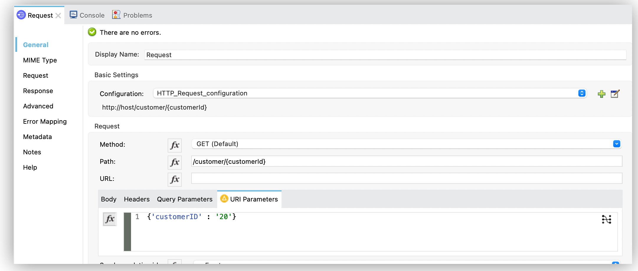 DataWeave 式を使用した URI クエリパラメーター設定