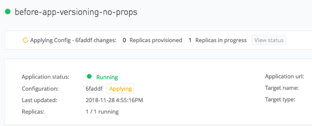 "Runtime Manager UI の Mule アプリケーションの [Applying (適用中)