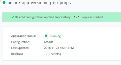 Runtime Manager UI の Mule アプリケーションの設定が正常に適用された状況