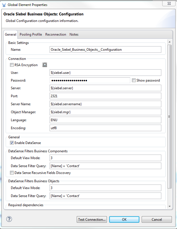 siebel bo config