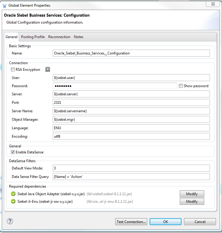 siebel bs config