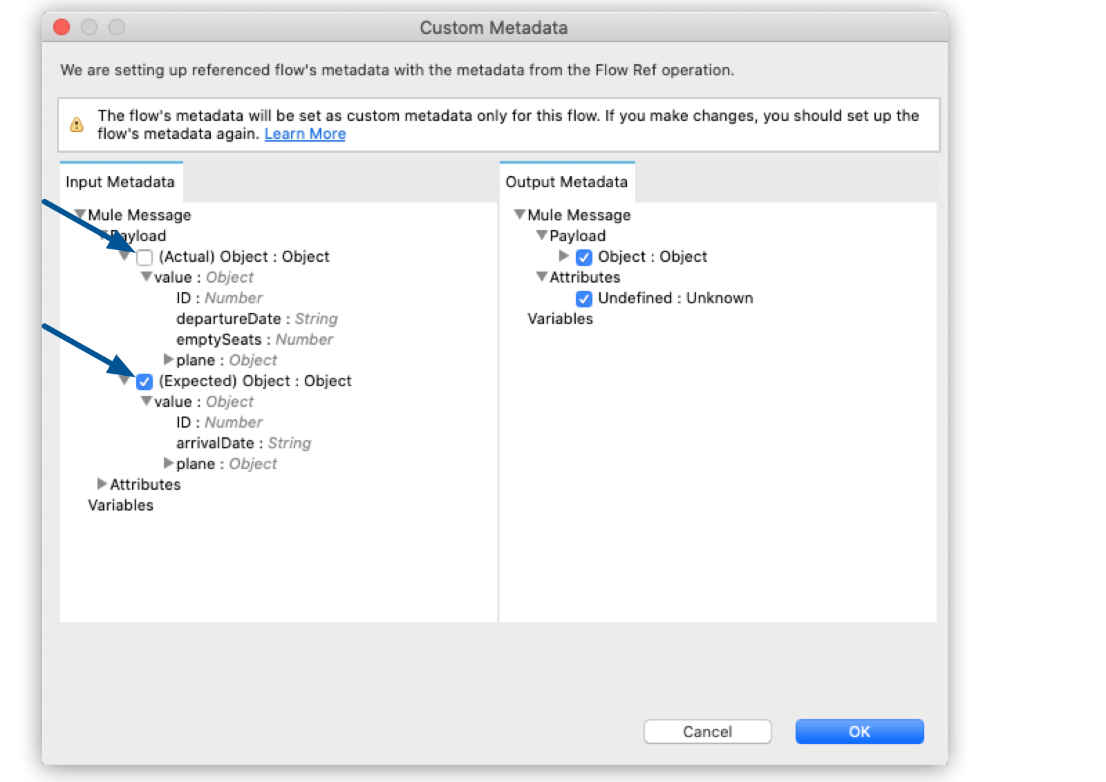 custom metadata configure overwrite