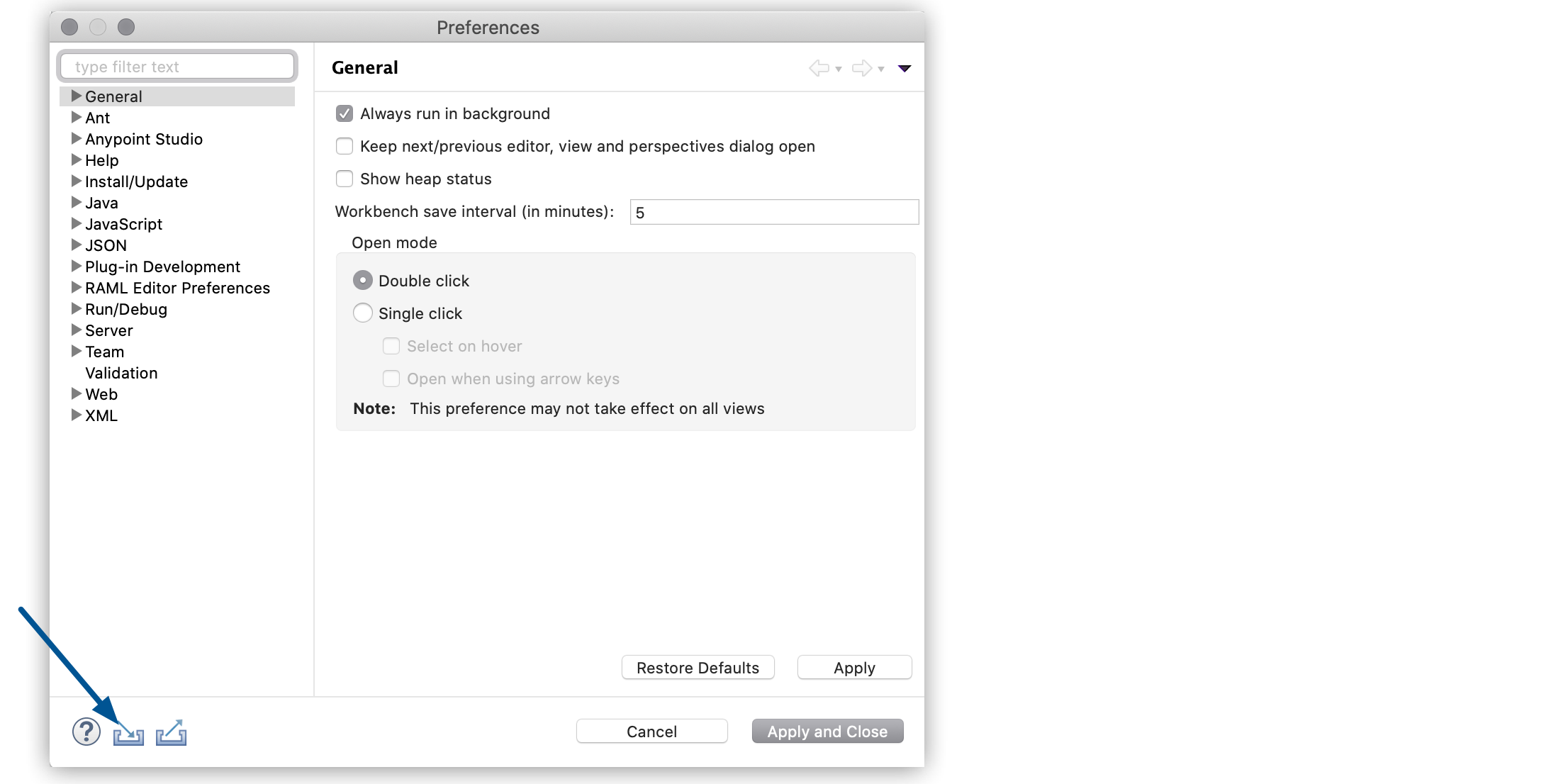 import preferences