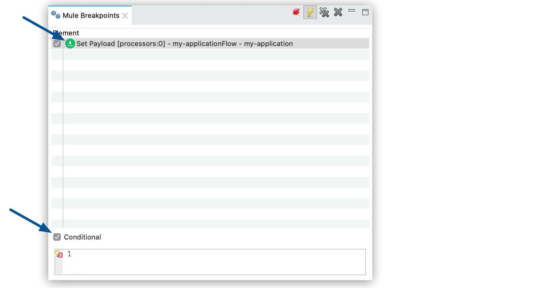 set conditional breakpoint