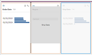 Ziehen Sie das Feld „Versanddatum“ an eine neue Position im Tableau Prep-Profilbereich.