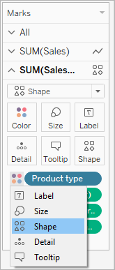 Codierungsoptionen der Karte „Markierungen“, einschließlich Form, Farbe, Größe, Beschriftung, Detail und Tooltip.