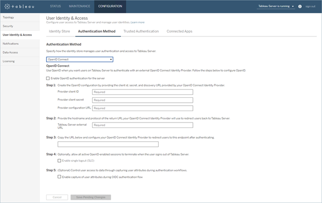 Bild einer OpenID Connect-Konfiguration in TSM