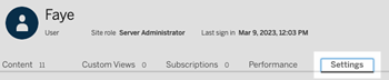Das Benutzerprofil mit hervorgehobenen Aktionen.