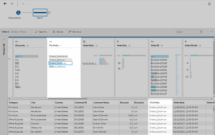 All the files added to the data set in the File Paths field in the Profile pane.