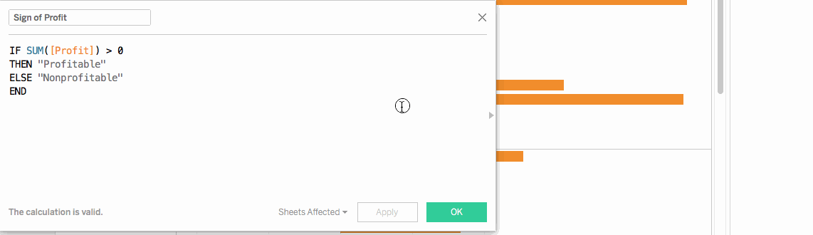 Create a calculated field with operators in Tableau.