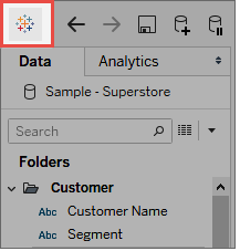 Tableau icon on the Tableau Desktop workspace.