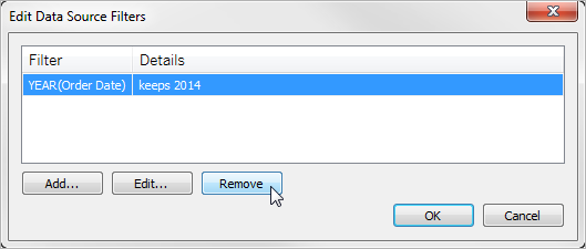 A dialog that offers the ability to add, edit or remove filters.