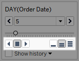 A slider with buttons to navigate and view Order Data on a visualisation.