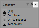 Quick filter context menu.