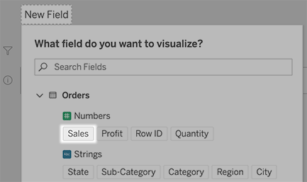 The Ask Data Phrase Builder with the Sales measure selected for visualisation.
