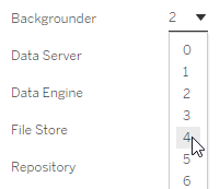 Drop-down menu for Backgrounder expanded with the number four selected.