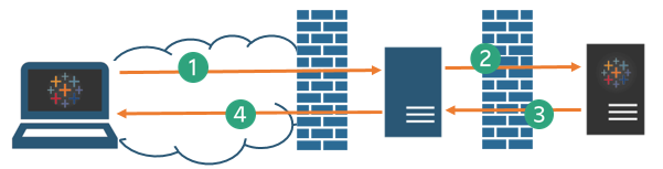 Diagram of data flow between a computer, the cloud and a server.