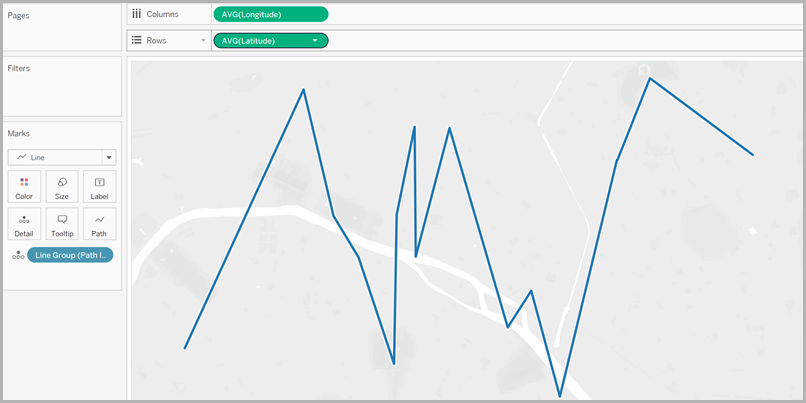 A line chart on a map.