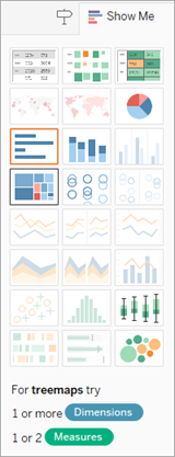 A chart selection tool that highlights the tree map chart type.