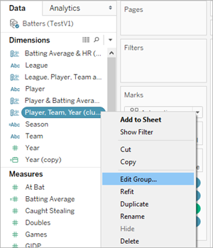 A dropdown menu with the option to edit a group.