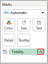 Table calculation added to a viz and shown on the Marks card.