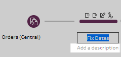 Un flujo de Tableau Prep que muestra el cuadro de texto para escribir una descripción de un paso de flujo en el panel Flujo.