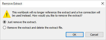 Cuadro de diálogo Eliminar extracción.