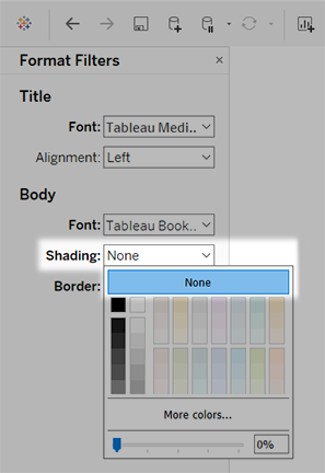 Opciones de formato para el color de fondo.