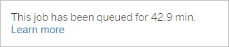 Una descripción emergente que muestra el tiempo de cola en progreso.