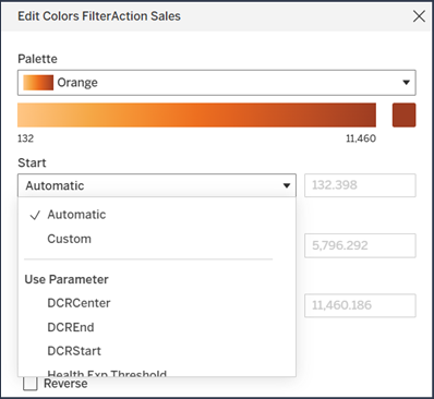 Vous pouvez configurer une plage de couleurs dynamique à l’aide de la boîte de dialogue Modifier les couleurs.