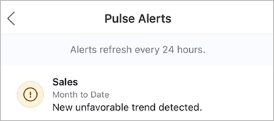 Alerte Tableau Mobile Pulse de nouvelle tendance défavorable