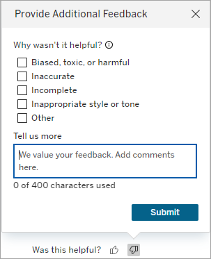 Boîte de dialogue affichant les options de commentaires d’Einstein&nbsp;Copilot