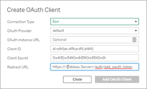 créer une zone de client OAuth avec les champs type de connexion, fournisseur, URL d’instance, ID client, code secret client et URL de redirection