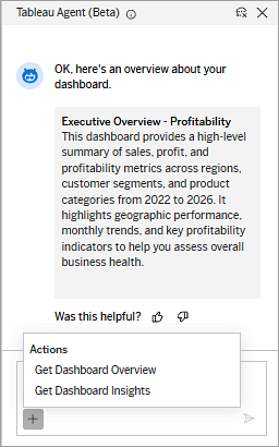 Volet Tableau Agent affichant le menu Actions.