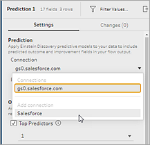 L’onglet Paramètres est sélectionné et le menu Connexion est ouvert. Salesforce est sélectionné.