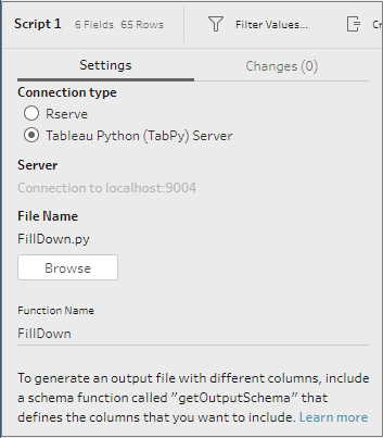 Un script permettant de définir les paramètres du type de connexion.