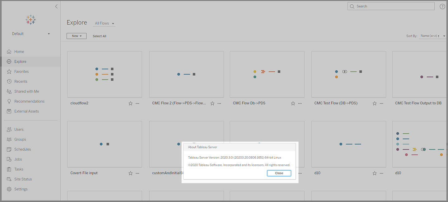 À propos de la boîte d’informations de Tableau Server.