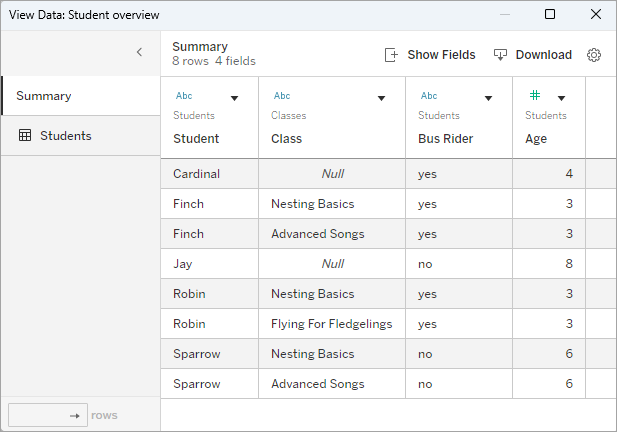 L’option d’affichage des données de la librairie est affichée. Le bouton Télécharger est mis en surbrillance.