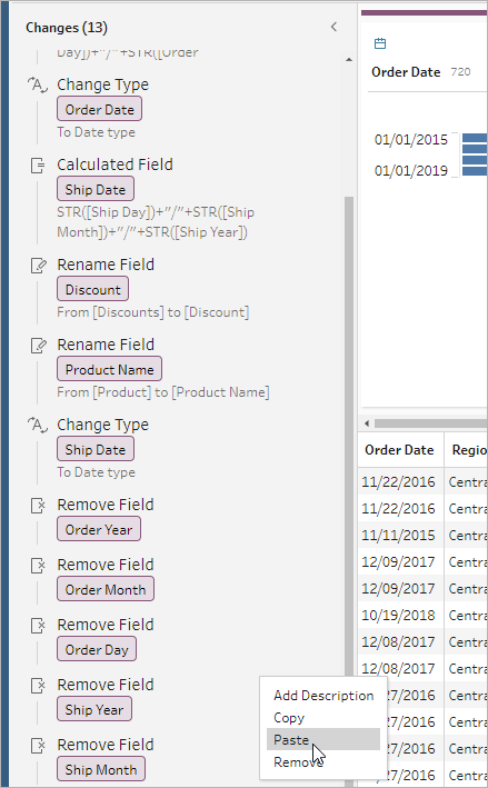 Il riquadro Modifiche mostra l'opzione Incolla.