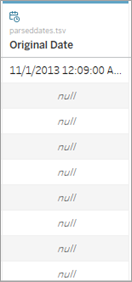 I valori NULL sono presenti Valori Null visualizzati nella schermata Origine dati.