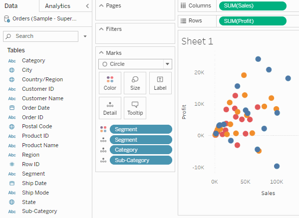 데이터 패널에 계층을 만듭니다.