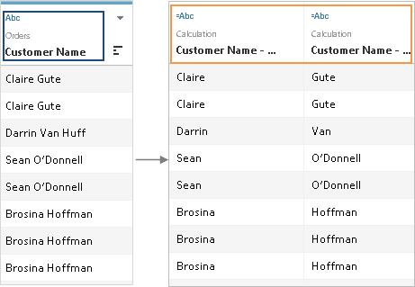 두 개의 열로 나뉜 필드입니다.